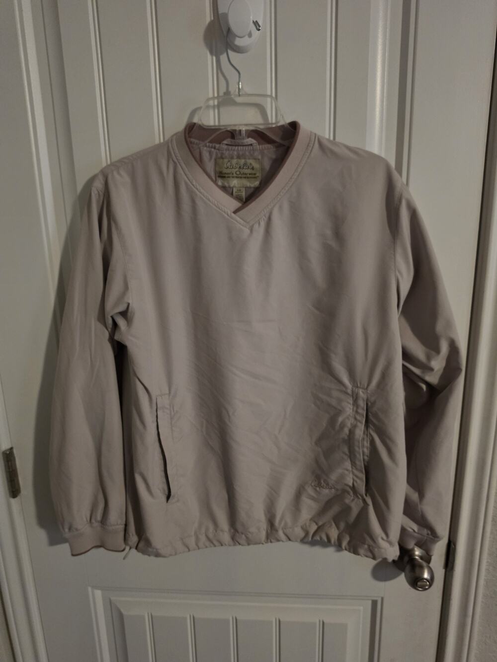 Cabela's Women Small V Neck Pullover Windbreaker Jacket Beige Golf Outdoor